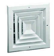 AL164ML 8X8 WHT Lima 8" x 8" Square Aluminum Ceiling Diffuser w/ 4 Way Deflection and Multi-Louver Damper - White - 030591