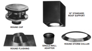 8HS-RKRS Amerivent Avent 8" Open Beam Kit  Contains Cap, Flashing, Storm Collar, Roof Support, Single-wall Adapter