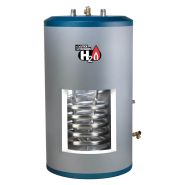 H2OI40LUB Utica 42gal SS Indirect Water Heater Lowboy - 36"H 28"D - 3/4"MPT Domestic - 1"MPT Boiler