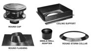 6HS-RKS Amerivent Avent 6" All Fuel Class A Venting Round Kit - Stainless Steel Cap, Round Flashing, Round Storm Collar, Ceiling Support, Single Wall Adapter