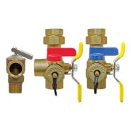44443WPR Webstone 3/4" FPT Union Tankless Water Heater Valve Set w/ Hose Drains - Isolation Unions - 150 PSI Pressure Relief Valve - EXP Series